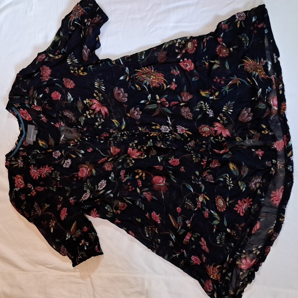 Anthropology Beautiful Sheer Boho Tunic with Sweet Ruffled Trim